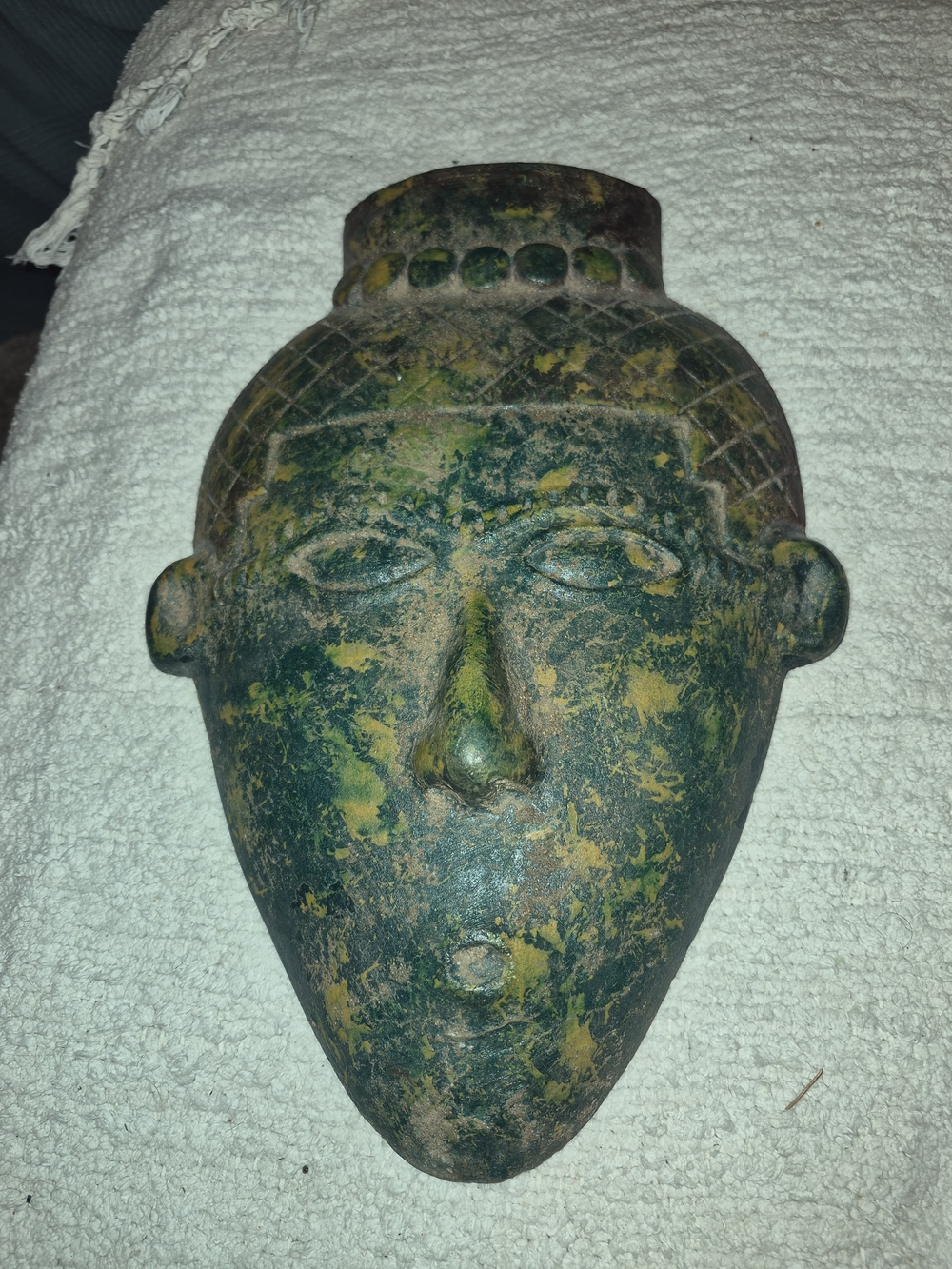 Handcrafted Green Patina Tribal Wall Mask - Abrand
